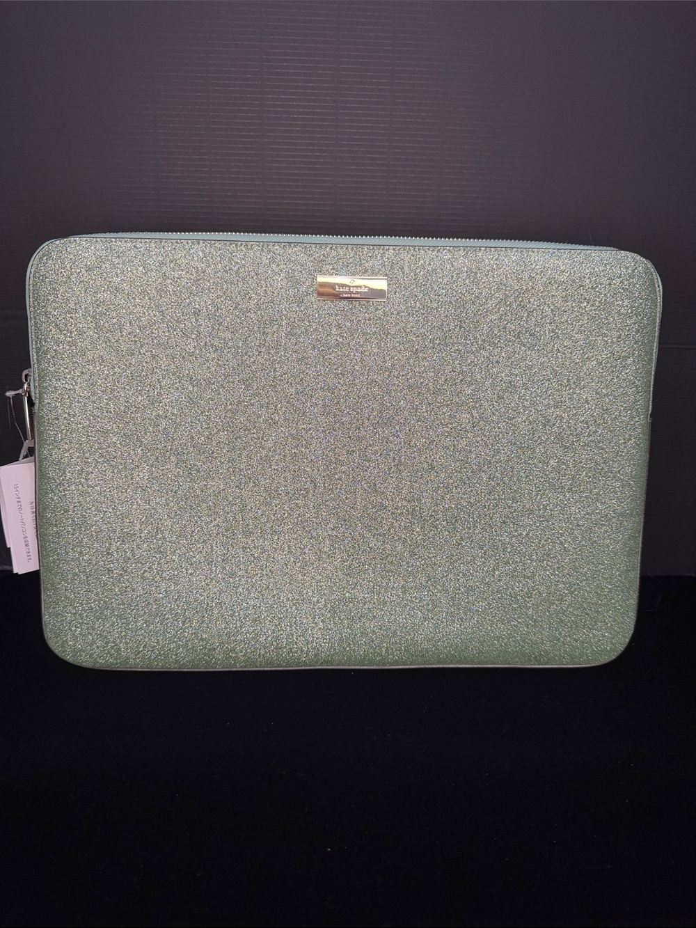 kate spade Glitter Mint Green Tablet Sleeve with Gold Plaque